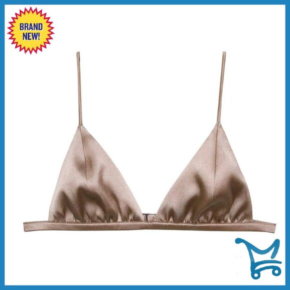 Silk Satin Triangle Bralette Wireless Bra Soft Cup Comfortable